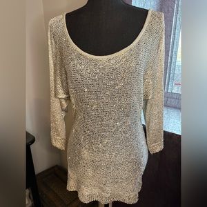 BEBE off the shoulder light sweater